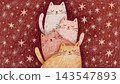 Four adorable hand drawn cats stacked vertically in the center 143547893