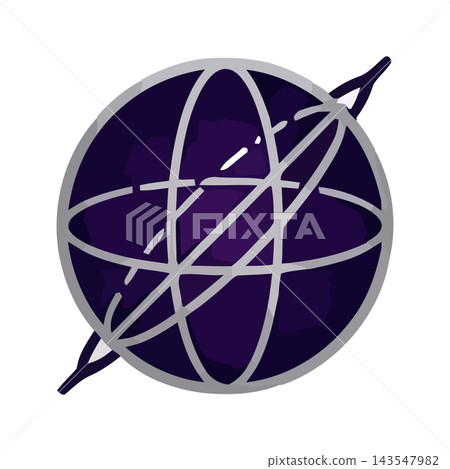 Abstract 3D render of a dark purple globe with silver orbiting rings and a tilted axis, symbolizing connectivity and global reach. Abstract 3D render of a dark purple globe with silver orbiting rings and a tilted axis, symbolizing connectivity and global reach. 143547982