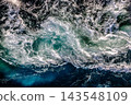 Blue waves of water of the river and the sea meet each other during high tide and low tide. 143548109