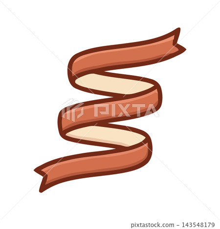 A decorative, curled ribbon banner with a swirling design in brown and cream, isolated on a white background. A decorative, curled ribbon banner with a swirling design in brown and cream, isolated on a white background. 143548179