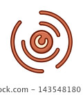 Abstract graphic symbol featuring concentric rings and a central element, representing motion, focus, or signal. 143548180
