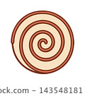 Stylized graphic of a cinnamon roll shape with a spiral pattern, abstract concept. 143548181