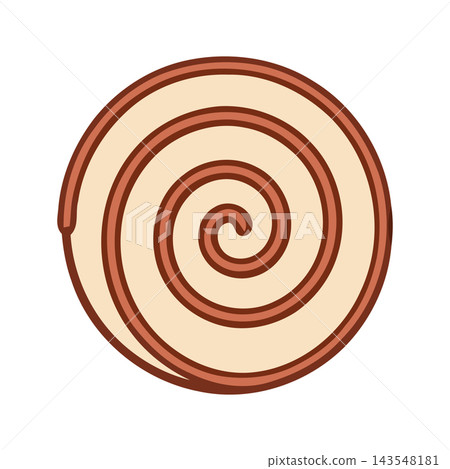Stylized graphic of a cinnamon roll shape with a spiral pattern, abstract concept. Stylized graphic of a cinnamon roll shape with a spiral pattern, abstract concept. 143548181