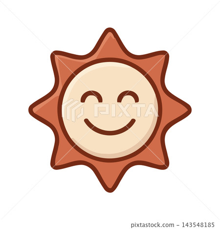 A charming, hand-drawn style sun icon with a cheerful smiling face and radiating rays. A charming, hand-drawn style sun icon with a cheerful smiling face and radiating rays. 143548185