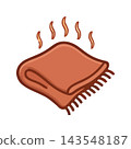 Cozy comfort and warmth represented by a steaming blanket icon. Symbol of relaxation, heat, and home. 143548187