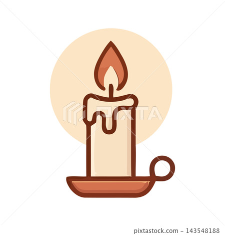 Stylized illustration of a lit candle in a vintage holder, emitting a soft, warm glow against a muted background. Stylized illustration of a lit candle in a vintage holder, emitting a soft, warm glow against a muted background. 143548188