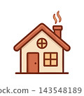 Charming, simple vector illustration of a house with smoke coming from the chimney. Ideal for cozy concepts. 143548189