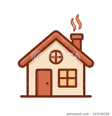 Charming, simple vector illustration of a house with smoke coming from the chimney. Ideal for cozy concepts. Charming, simple vector illustration of a house with smoke coming from the chimney. Ideal for cozy concepts. 143548189