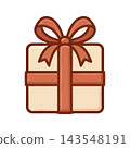 A stylized illustration of a gift box tied with a ribbon and bow, symbolizing surprise and celebration. 143548191