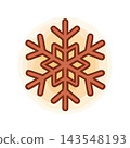 A charming, stylized snowflake icon with a warm, circular gradient background. Perfect for winter themes. 143548193
