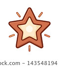 A stylized, hand-drawn star-shaped cookie with a warm, inviting glow, perfect for celebration or recognition. 143548194