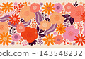 A restrained neutral color retro floral illustration inspired by 1970s 143548232