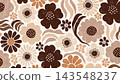 A restrained neutral color retro floral illustration inspired by 1970s 143548237