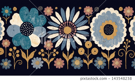 A restrained neutral color retro floral illustration inspired by 1970s A restrained neutral color retro floral illustration inspired by 1970s 143548238