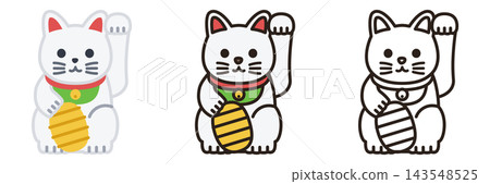 Maneki-neko (beckoning cat) New Year's illustration icons (3 types) (cute, simple, vector) Maneki-neko (beckoning cat) New Year's illustration icons (3 types) (cute, simple, vector) 143548525