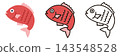 三種以鯛魚為主題的新年插圖圖示（可愛、簡約、向量）。 143548528