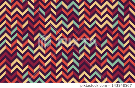 Chevron Zigzag Pattern in Warm Autumn Color Palette with Purple, Maroon, Orange and Cream and Cyan Geometric Stripes Chevron Zigzag Pattern in Warm Autumn Color Palette with Purple, Maroon, Orange and Cream and Cyan Geometric Stripes 143548567