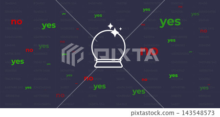 Crystal Ball Prediction Concept with Yes and No Words and Random Numbers Scattered on Dark Background, Decision Making and Forecasting Vector Crystal Ball Prediction Concept with Yes and No Words and Random Numbers Scattered on Dark Background, Decision Making and Forecasting Vector 143548573