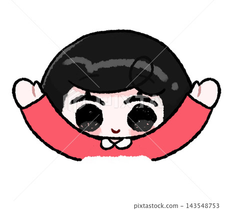 A hand-drawn illustration of a black-haired girl with both hands raised. A hand-drawn illustration of a black-haired girl with both hands raised. 143548753