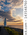 Lighthouse at Toda Port in Numazu City, Shizuoka Prefecture, and the sunset sky 143548760