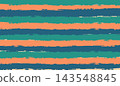 Abstract horizontal brush stroke background with teal, coral, navy blue, and cream colors 143548845