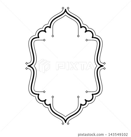 Elegant Vertical Islamic Arch Frame with Ornate Dots for Ramadan Kareem and Wedding Card 143549102