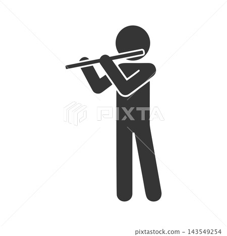 Silhouette icon of a person playing the flute Silhouette icon of a person playing the flute 143549254