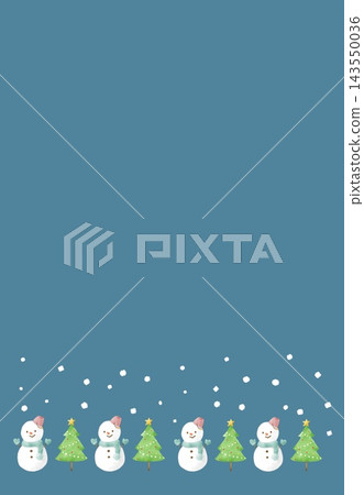 Cute snowman and Christmas tree frame Cute snowman and Christmas tree frame 143550036