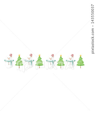 Cute snowman and Christmas tree line art Cute snowman and Christmas tree line art 143550037