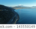 Aerial photograph of Mt. Fuji and the Tomei Expressway as seen from Satta Pass. 143550149