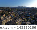 An aerial photograph overlooking the hot spring town of Tamatsukuri Onsen in Matsue City, Shimane Prefecture. 143550166