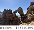 Unusual volcanic rock formations of Mount Nasu overlooking the mountain range 143550369