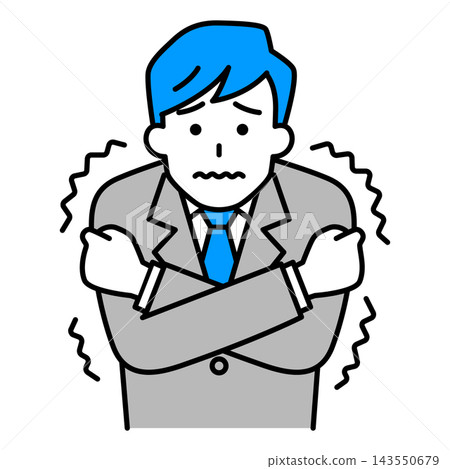 A man in a suit who is feeling cold 143550679