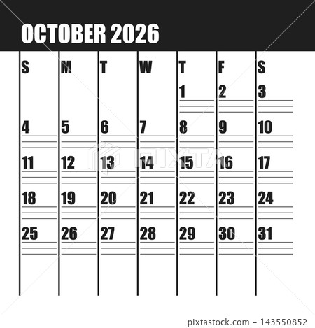 October 2026 English Monochrome Nordic Monthly Calendar Grid Minimalist Office P October 2026 English Monochrome Nordic Monthly Calendar Grid Minimalist Office P 143550852