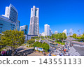A view of the Yokohama cityscape, including the Nippon Maru with its sails fully extended and the Yokohama Landmark Tower, on October 11th. 143551133
