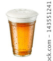 beer with frothy white head and visible condensation droplets in disposable plastic glass isolated PNG on transparent background 143551241