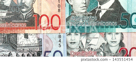 Dominican Republic Pesos currency money bills. DOP currency banknotes in big amount Dominican Republic Pesos currency money bills. DOP currency banknotes in big amount 143551454