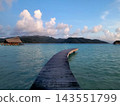 Wooden Jetty Extending Into Calm Tropical Sea 143551799
