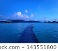 Wooden Pier Leading Into Deep Blue Ocean 143551800