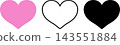 A set of three simple pink and black heart icons with transparent backgrounds (vector icons). 143551884