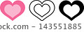A set of three pink and black heart icons, vector graphics with a transparent background. 143551885