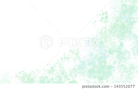 A background illustration featuring delicate watercolor-style particles and a wide white border, with mint and light blue splashes adorning the right and bottom sides. 143552077