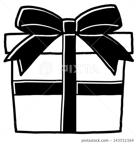 Cute hand-drawn line art style illustration material of a gift box 143552164