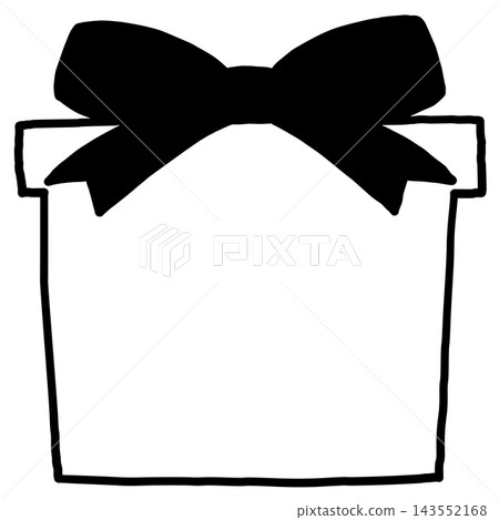 Cute hand-drawn line art style frame material for a gift box with copy space. Cute hand-drawn line art style frame material for a gift box with copy space. 143552168