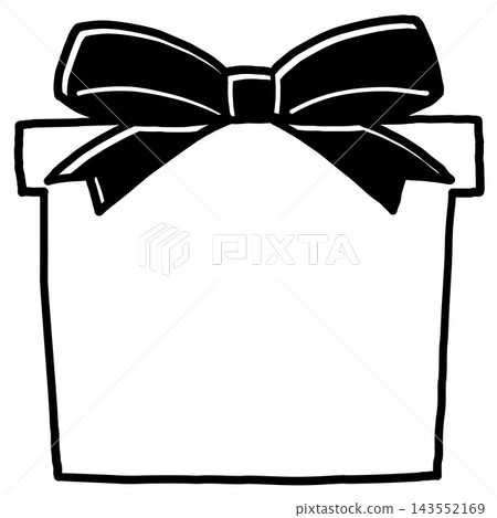 Cute hand-drawn line art style frame material for a gift box with copy space. Cute hand-drawn line art style frame material for a gift box with copy space. 143552169