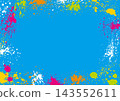 A background with a light blue base and scattered colorful paint. 143552611