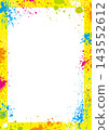 A white background with colorful ink scattered across a yellow frame. 143552612