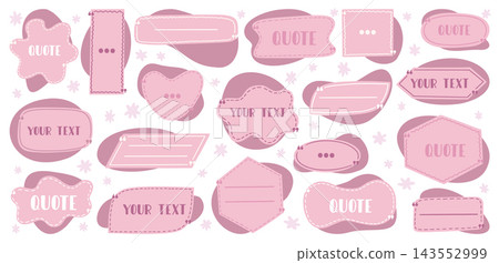 Quote template. Testimonial design background, graphic web speech bubble, banner information layout. Creative infographic. Badges for messages, pricing, branding. Vector decorative elements Quote template. Testimonial design background, graphic web speech bubble, banner information layout. Creative infographic. Badges for messages, pricing, branding. Vector decorative elements 143552999