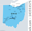 Ohio, U.S. state, political map with capital Columbus, the largest cities Cleveland, Cincinnati, Toledo and others. State in the Midwestern region of the United States, nicknamed Buckeye State. Vector Ohio, U.S. state, political map with capital Columbus, the largest cities Cleveland, Cincinnati, Toledo and others. State in the Midwestern region of the United States, nicknamed Buckeye State. Vector 143553575