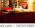 Raw chicken meat placed on the counter of a butcher shop in Kathmandu 143553880